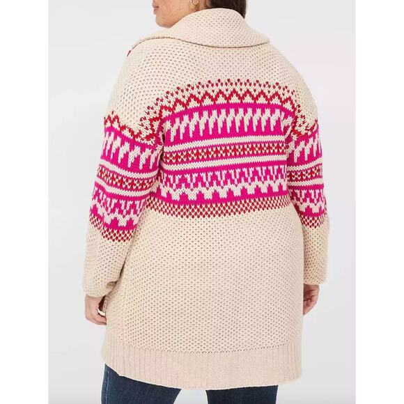 Lane Bryant Shawl Collar Jacquard Cardigan Size 18/20 Open Front Long Line NEW - Picture 2 of 11